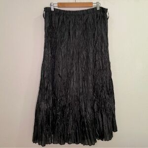 Vintage Pretty Angel Elegant Silk Crinkle Maxi Skirt - Black